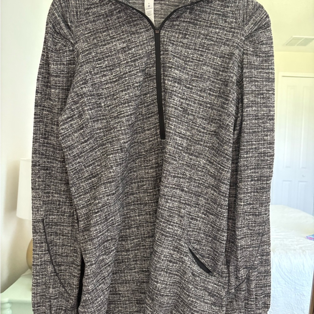 lululemon athletica Heathered Gray Black Zip-Up Pullover